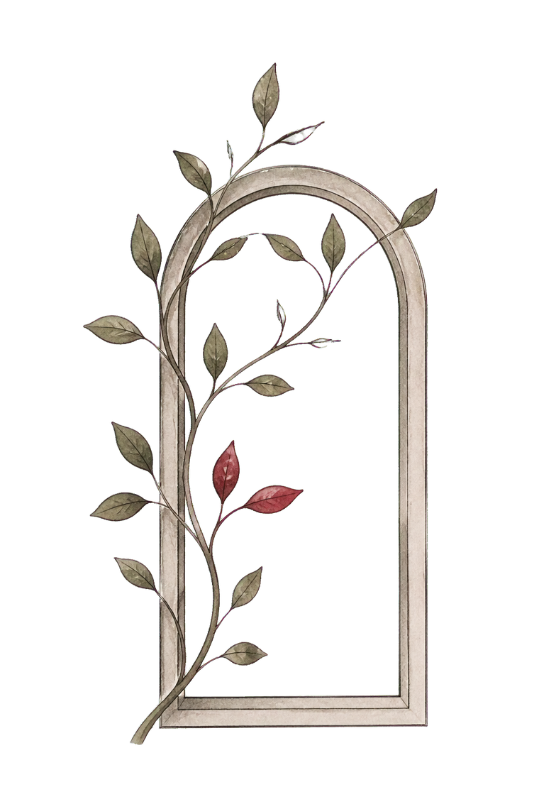 Watercolour arch and living vine illustration